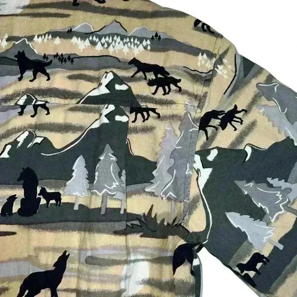 DemCrazy‎ Sz XL Northwestern Button Down Shirt Wolves Outdoors Cabincore - Picture 11 of 12